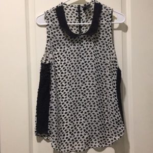 Fun and Flirt womens Sheer Heart Sleeveless Lace appliqué blouse top size XL